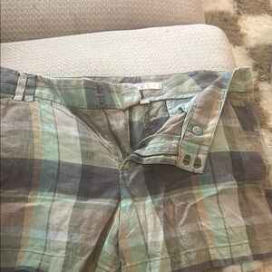 Loft Plaid Shorts in Blue and Brown